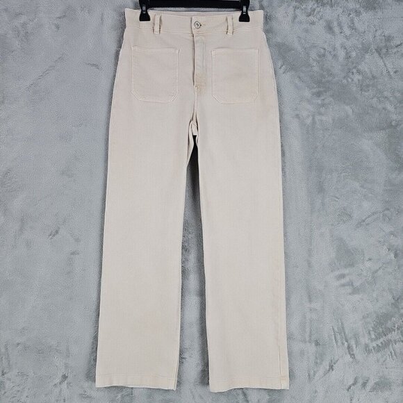 NAF NAF Jeans Womens Size 10 Beige High Rise Straight Cropped Stretch Denim - Picture 1 of 11
